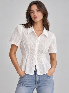 2 for $20 🔥 Mod Ref White Short-Sleeve Button-Front Shirt